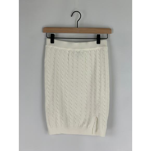 Dilvin Knit Braided Slit Skirt Womens Size Small New Cream Knitwear Collection - Picture 1 of 7